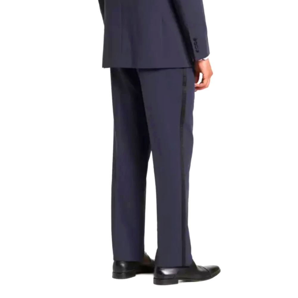 NWT Nord Rack  Men's Fit Tuxedo/Dress Pants Sz 40W - Navy Blue w/Black Stripe